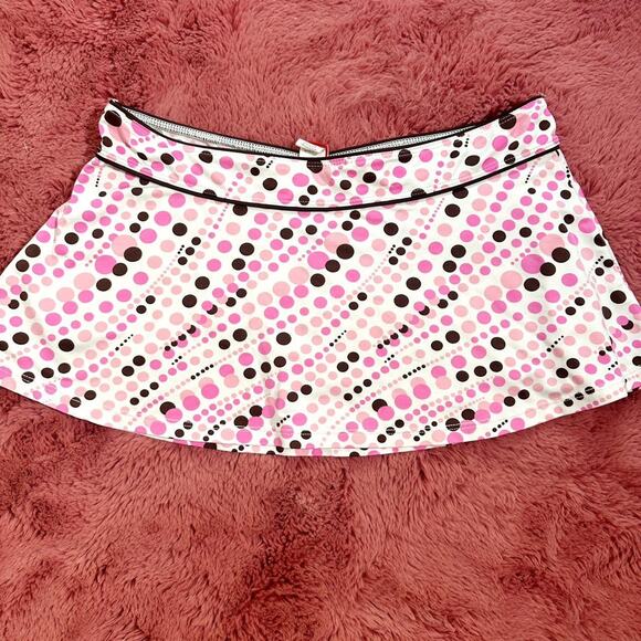 y2k pink, brown and white swim skirt - Picture 2 of 5